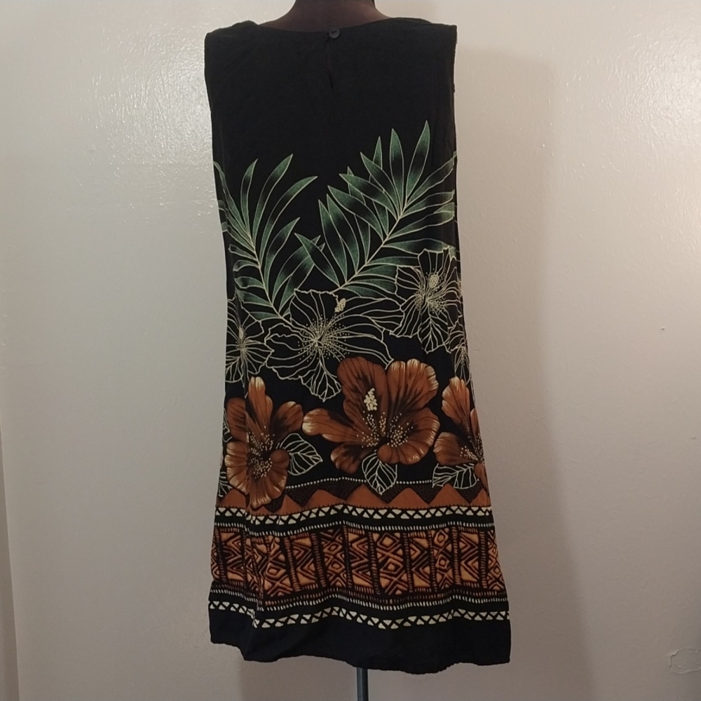 R&K Original Petites 10P Flowers Palms Tank Dress R & K - Picture 7 of 8
